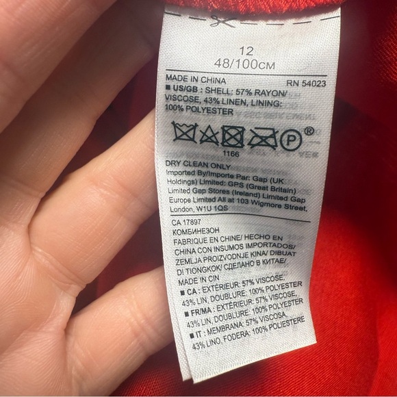 NWT Banana Republic Short Sleeve Red Linen Blend Romper Size 12 - Picture 7 of 7